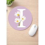 Eylül Design Harf Baskılı Yuvarlak Kaydırmaz Mousepad Ergonomik Mouse Pad - Mor - Mavi