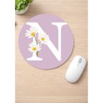 Eylül Design Harf Baskılı Yuvarlak Kaydırmaz Mousepad Ergonomik Mouse Pad - Olive