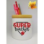 Eylül Design Öğretmen Temalı Baskılı Seramik Kale ml ik Ahşap Detaylı Kalem Kutusu Öğretmenler Günü Hediyesi