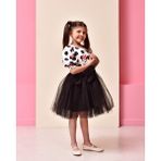 Eylul Elif Butik Minnie Mouse Desenli Kız Çocuk Elbise - 7 - 8 Yaş - Beyaz - Siyah