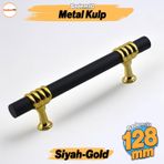 Eylül Mobilya Mutfak Dolabı Çekmece Dolap Kulpları Kapak Kulpu Kulbu Siyah Altın 128 Mm Metal Kulp