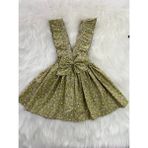 Eylülce Butik Kız Çocuk Yeşil Çiçekli Fiyonklu Fırfır Askılı Salopet Elbise (%100 Pamuk Kumaştan Üretilmiştir.) - 00Yeşil - 1 Yaş