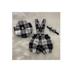 Eylülce Butik SİYAH EKOSELİ ÇOCUK ASKILI ŞORT SALOPET & RESSAM ŞAPKASI & PAPYON TAKIM- PASTA PATLATMA-DOĞUM GÜNÜ
