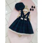 Eylülce Butik Yeşil Ekoseli Salopet Takım - Yenidoğan - Koyu Yeşil