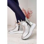 Eylüls Shoes Eylüle Shoes Parlak Paraşüt Kumaş Gümüş Kadın Bot - Açık Gümüş
