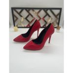 Eylül’s Shoes Kadın Kırmızı Stiletto Ayakkabı - Ateş Kırmızı - Gri