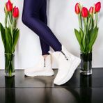 Eylüls Shoes Kadın Parlak Paraşüt Kumaş Beyaz Bot - 001-Beyaz