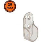 EYM 20 Adet Metali Oval Dolap Askı Borusu Flanşı Şeffaf