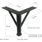 Eym 4 Adet Firkete Ayak Metal 12 cm Mat Siyah Mobilya Koltuk Ayağı