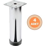 Eym 4 Adet Mobilya Ayağı Metal 15 cm Alttan Ayarlı 42 mm Krom Ayak