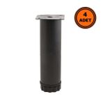 Eym 4 Adet Mobilya Ayağı Metal 15 cm Ayarlı 42 mm Mat Siyah Ayak