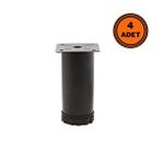 Eym 4 Adet Mobilya Ayağı Metal 8 cm Ayarlı 42 mm Mat Siyah Ayak