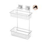 EYM Tekno Tel EF-256 Yapışkanlı 2 Katlı Düz Banyo Rafı Krom