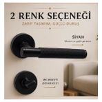 Eymen Meral Aksesuar Elif Door Handle Siyah Rozetli Wc Kapı Kolu Alüminyum Paslanmaz Renk Atmaz