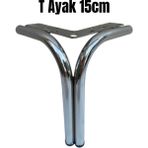 Eymen Meral Aksesuar T 15CM Krom Metal Ayak ( Montaj Vidaları Dahildir. ) Koltuk Kanepe Vestiyer Tv Ünitesi Baza Komidin Şifonyer Vb. Ürünler Için Şık ve Kaliteli Malzemedir