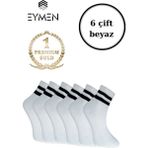 Eymen Socks 6'lı Ekonomik Kısa Kolej Çemberli Tenis Çorabı Beyaz - Erkek Kadın Için Uygun - 36 - 40