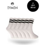 Eymen Socks 6'lı Ekonomik Uzun Kolej Çemberli Tenis Çorabı Beyaz - Erkek Kadın Için Uygun - 40 - 44
