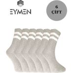 Eymen Socks 6'lı Ekonomik Uzun Kolej Çemberli Tenis Çorabı Gri - Erkek Kadın Için Uygun - 40 - 44