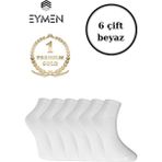 Eymen Socks 6'lı Paket Unisex Kolej & Tenis Çorabı Düz Renk Kısa Beyaz | Pamuklu (Kadın & Erkek) - 40 - 44