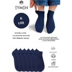 Eymen Socks Unisex Patik Çorap 6'lı Paket – Pamuklu, Kuşaklı, Kadın Erkek Kullanıma Uygun Lacivert - 36 - 40