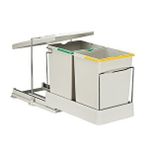 EYMEN YAPI Pelikan 21550 Raylı Dolap İçi Çöp Kovası 14 + 14 Lt ( Çift Kovalı ) Gri