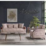 Eymense Asos Çekyatlı Koltuk Takımı 3+1 - Sütlü Kahve