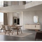 Eymense Aura 6 Sandalyeli Yemek Odası Takımı Modern Tasarım MDF Malzeme Ceviz Renk 200x90 cm