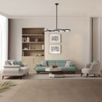 Eymense Bonjo Modern Sırt Mekanizmalı Koltuk Takımı 3+3+1 Su Yeşili Bukle Malzeme Tek Ebat