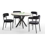 Eymense Defne Modern Tasarımlı MDF Açılır Mutfak Masa Takımı 4 Sandalyeli Beyaz 120x70 cm