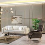 Eymense Esila Koltuk Takımı Modern Tasarım Beyaz Kadife 3+1 Mekanizmalı Yatak Özelliği 238 cm