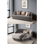 Eymense Letto Vip Akıllı Yuvarlak Yataklı Kadife Antrasit Karyola Kanepe