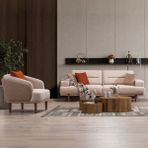 Eymense Linda Modern Koltuk Takımı - Krem - 3+1