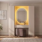 Eymense Lora Gardırop Makyaj Üniteli Puflu İkili Modüler Giyinme Odası Dolabı %100 MDF Bej