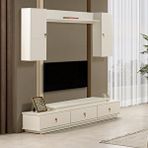 Eymense Masal Modern TV Ünitesi Seti MDFLAM Gövde Membran Kapak - Krem