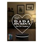 Eymi Design Kişiye Özel Babalar Günü Hediyesi İsimli 3D LED Gece Lambası RGB Kumandalı Adaptörlü