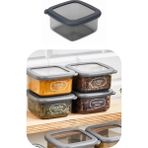 Eynel 1 Adet 400 ml Gri Kare Saklama Kabı Silikon Kapak Hava Geçirmez Kuru Baklagil Bakliyat Makarna Kutu