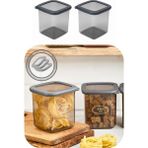 Eynel 2 Adet 800 ml Gri Kare Saklama Kabı Silikon Kapak Hava Geçirmez Kuru Baklagil Kahve Bakliyat Makarna Kutu