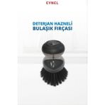 Eynel 2 Adet Deterjan Hazneli Bulaşık Fırçası, Pratik Kullanımlı Fırça Lavabo Temizleme Aparatı - Çok Renkli