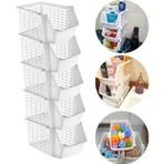 EYNEL 5 Adet Çok Amaçlı Katlı Geçmeli Organizer, Pratik Dolap İçi Lavabo Altı Evye-Tezgah Üstü Buzdolabı Mutfak Banyo Çamaşır Makinesi Ev Düzenleyici Plastik Sepet (5 Adet - Beyaz)