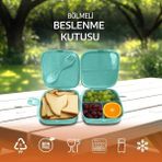 Eynel Bölmeli Beslenme Kutusu, Çocuk Kahvaltı Saklama Kabı, Öğrenci Okul Piknik Kamp Iş Öğle Yemeği Yiyecek Koyma Çantası - Standart - Turkuaz