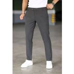 Eynel Erkek Antrasit İtalyan Kesim Likralı Kumaş Pantolon Dar Kesim Boru Paça Spor Tarzı Klasik Pantalon