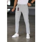 Eynel Erkek Gri Italyan Kesim Likralı Kumaş Pantolon Dar Kesim Boru Paça Spor Tarzı Klasik Pantalon