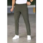 Eynel Erkek Haki Italyan Kesim Likralı Kumaş Pantolon Dar Kesim Boru Paça Spor Tarzı Klasik Pantalon
