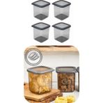 Eynel Şeffaf Kare Saklama Kabı Silikon Kapak Hava Geçirmez Kuru Baklagil Kahve Bakliyat Makarna Kuruyemiş Kutusu Çeyiz Seti - 800 ml