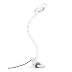 EYOCEAN LED okuma lambası, kuğu boynu yatak lambası, göz bakımı çalışma masası lambası, 3 mod ve 10 kısma kademesi, ofis ev kullanımı için kıskaçlı lamba, CE adaptörü dahil, 7 W, beyaz
