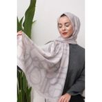 Eyşan İpek Halka Zincir Desenli Dijital Soft Şal - Bej