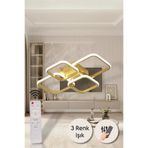 EYSHOP Modern Eskitme 4'lü Kare Model Kumandalı 3 Renk (Beyaz&Sarı&Günışığı) Led Avize Salon Yatak Odası