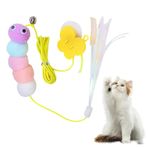 EYVRPAU Kapı çerçevesine asmak için 2'li paket kedi oyuncağı, elastik tırtıl, interaktif kedi oyuncağı, tıklama, kuyruk, tırtıl