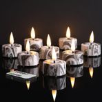 Eywamage Dolar Desenli Alevsiz Tealights, Uzaktan Piller Dahil, Titreyen Plastik LED Çay Adak Mumları 12'li Set