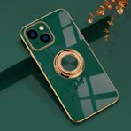 EYZUTAK Elektroliz Manyetik Halka Tutucu Kılıf iPhone Yeni, 360 Derece Döndürme Metal Anti-Damla Parmak Yüzük Tutucu Mıknatıslı Araç Tutucu Yumuşak İnce Silikon Darbeye Dayanıklı Kapak - Koyu Yeşil